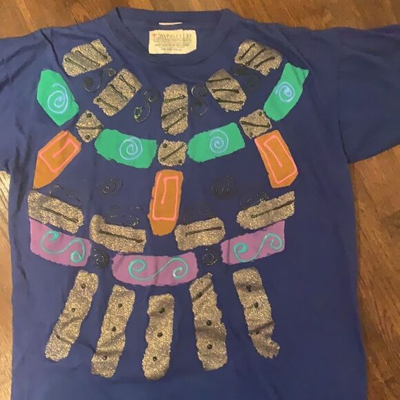 Vintage one of a kind 80s retro hand painted Swiss Club single stitch tee shirt - Picture 5 of 7